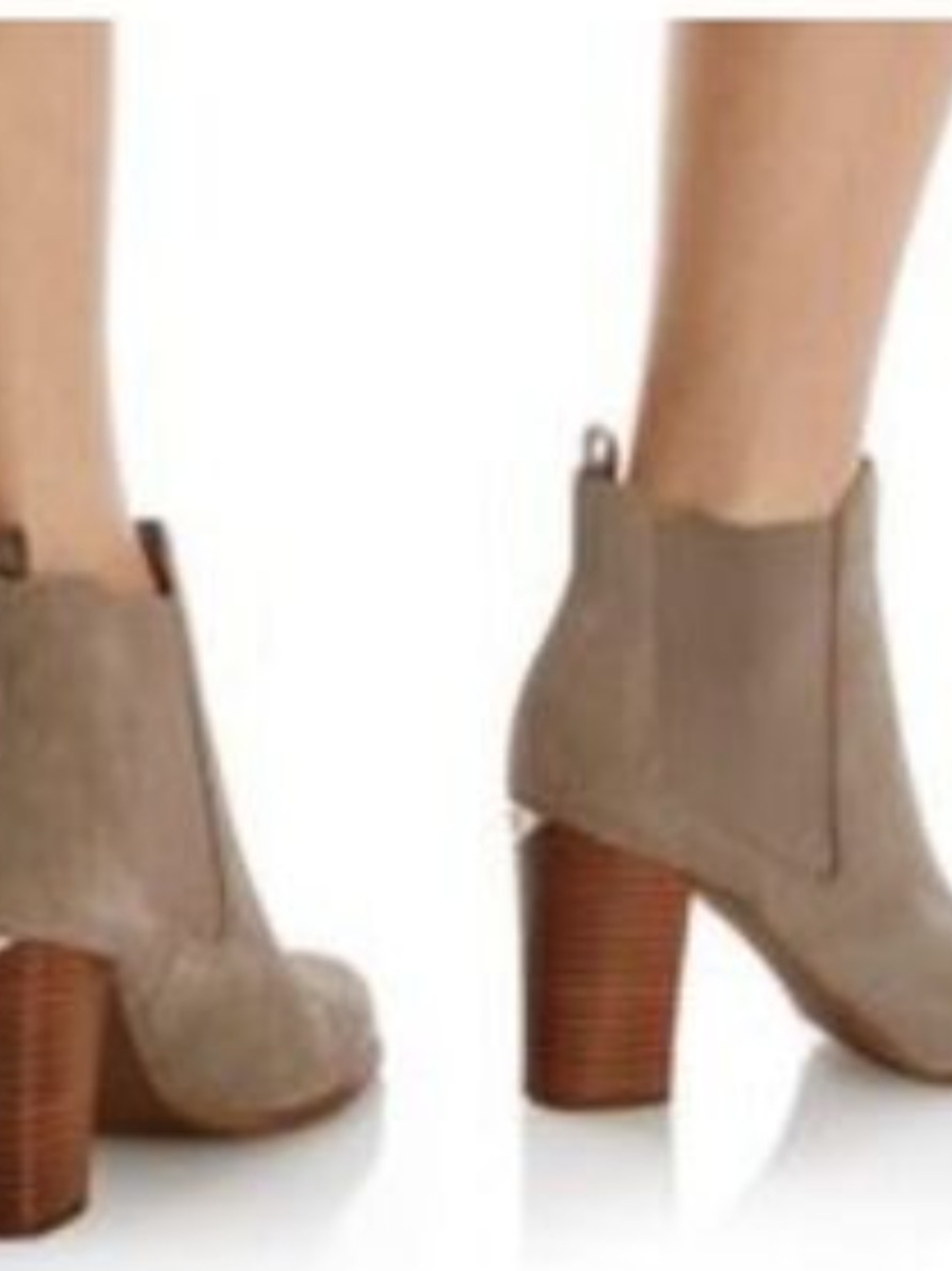 Michael Kors Taupe Suede Block Heel Chelsea Booties